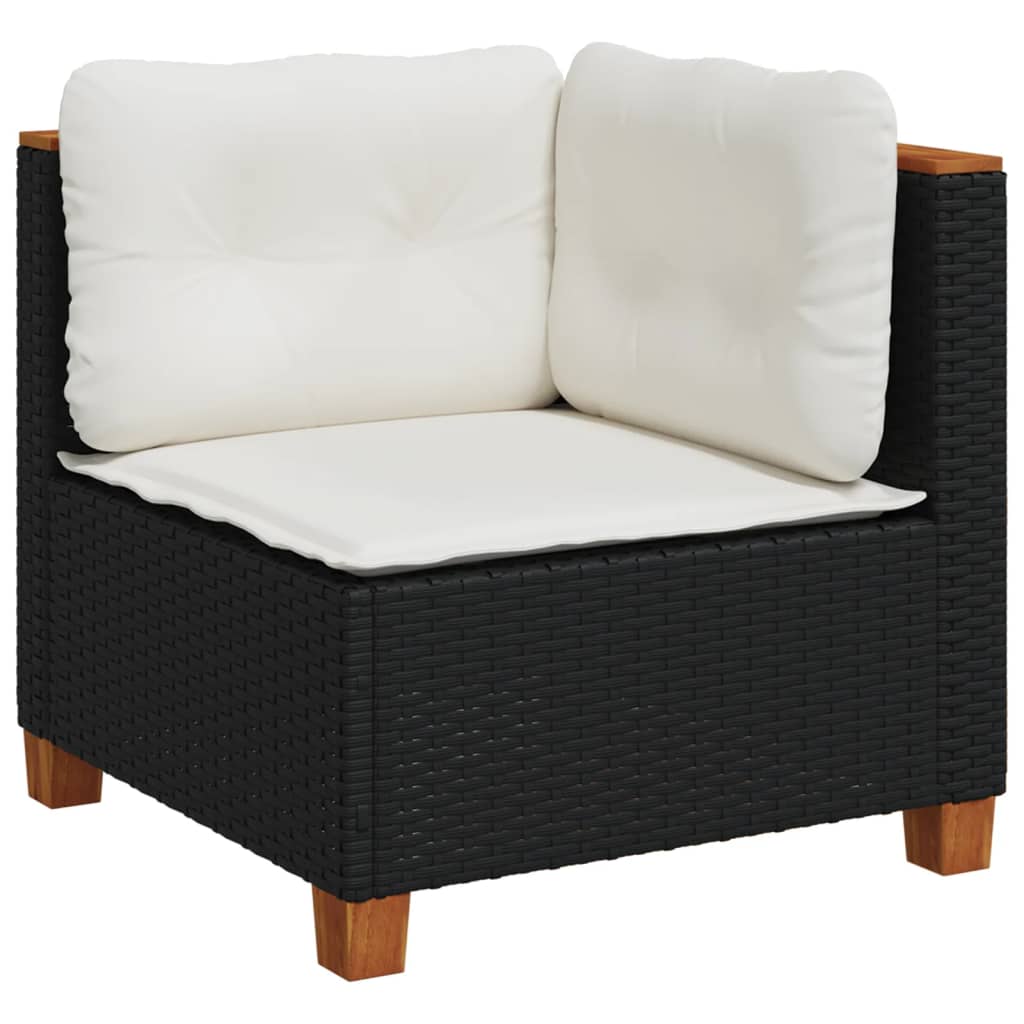 vidaXL Garten-Ecksofa mit Kissen Grau Poly Rattan