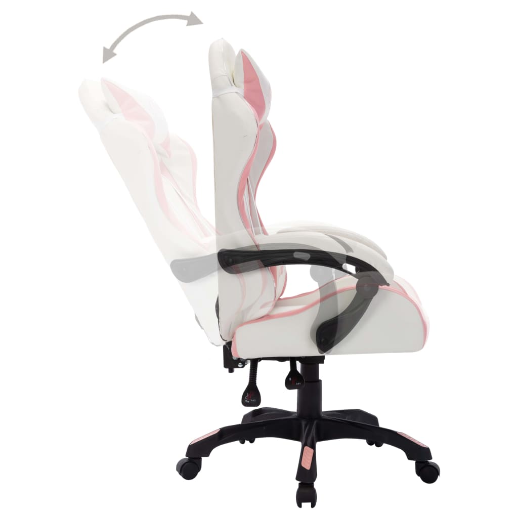 vidaXL Gaming-Stuhl mit RGB LED-Leuchten Rosa und Schwarz Kunstleder