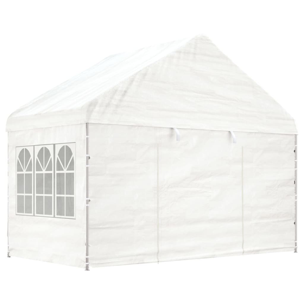 vidaXL Pavillon mit Dach Weiß 13,38x4,08x3,22 m Polyethylen