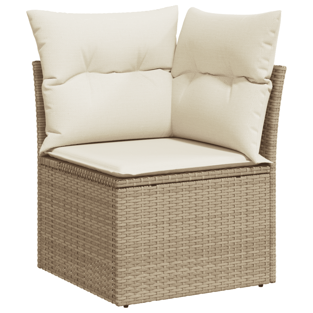 vidaXL 14-tlg. Garten-Sofagarnitur mit Kissen Beige Poly Rattan