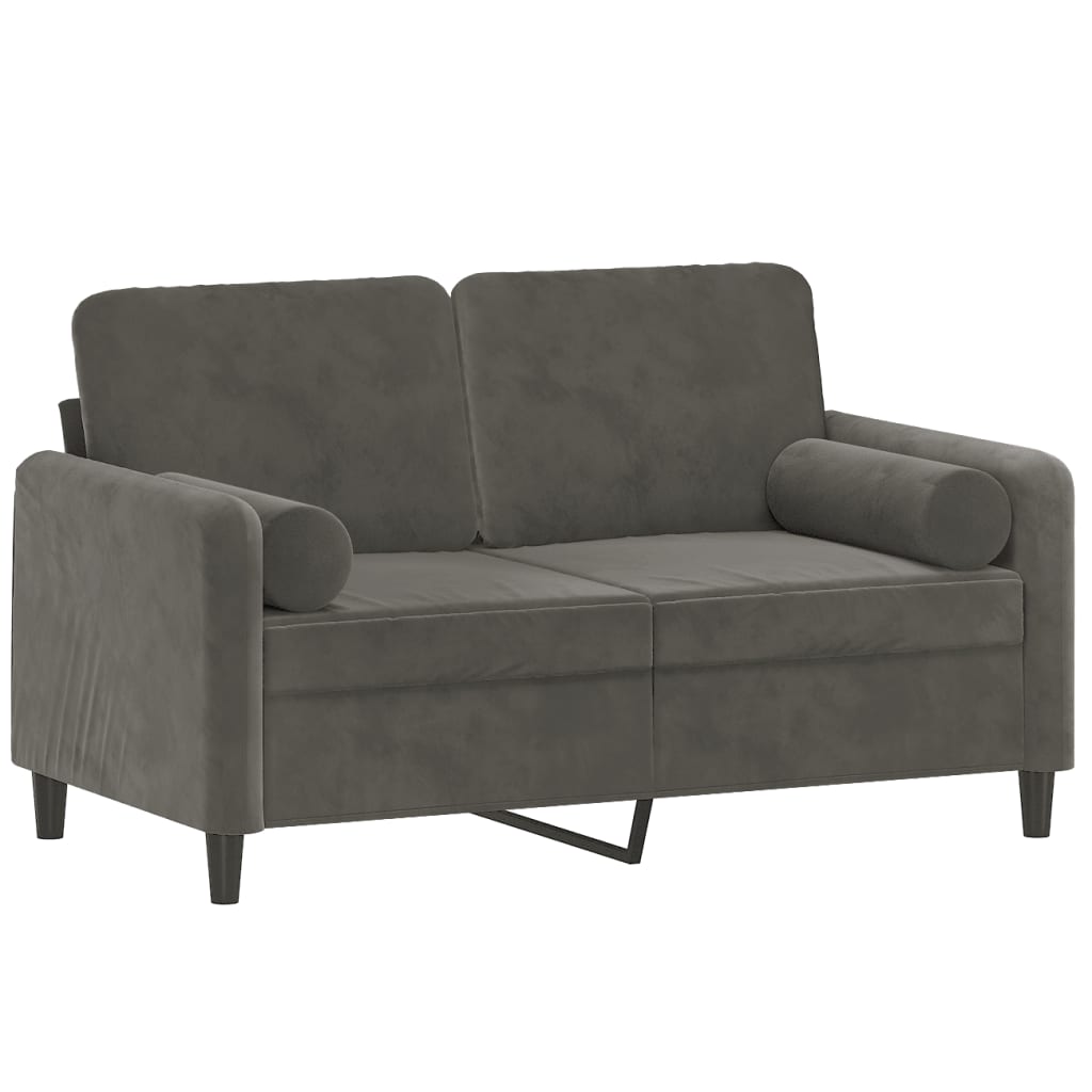 vidaXL 2-Sitzer-Sofa mit Kissen Dunkelgrau 120 cm Samt