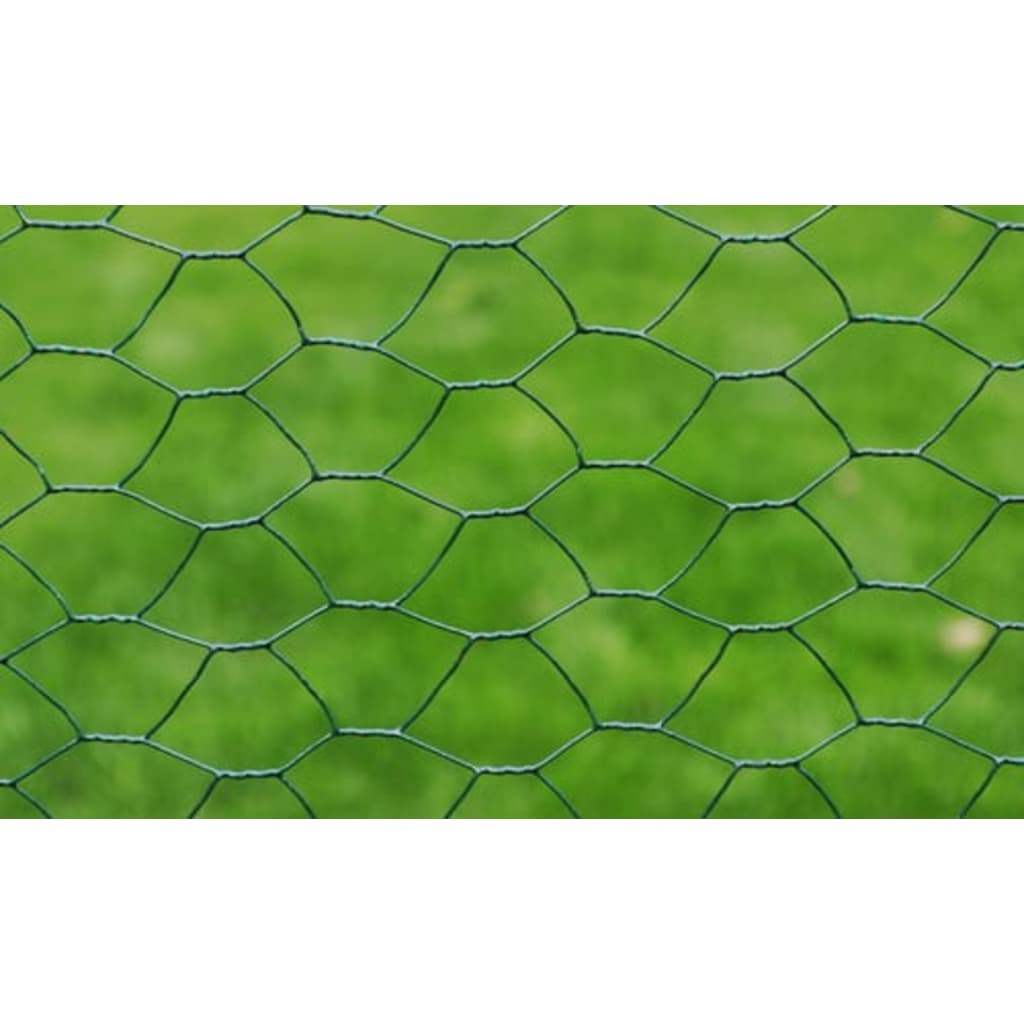 vidaXL Maschendraht Verzinkt mit PVC-Beschichtung 25×1 m Grün