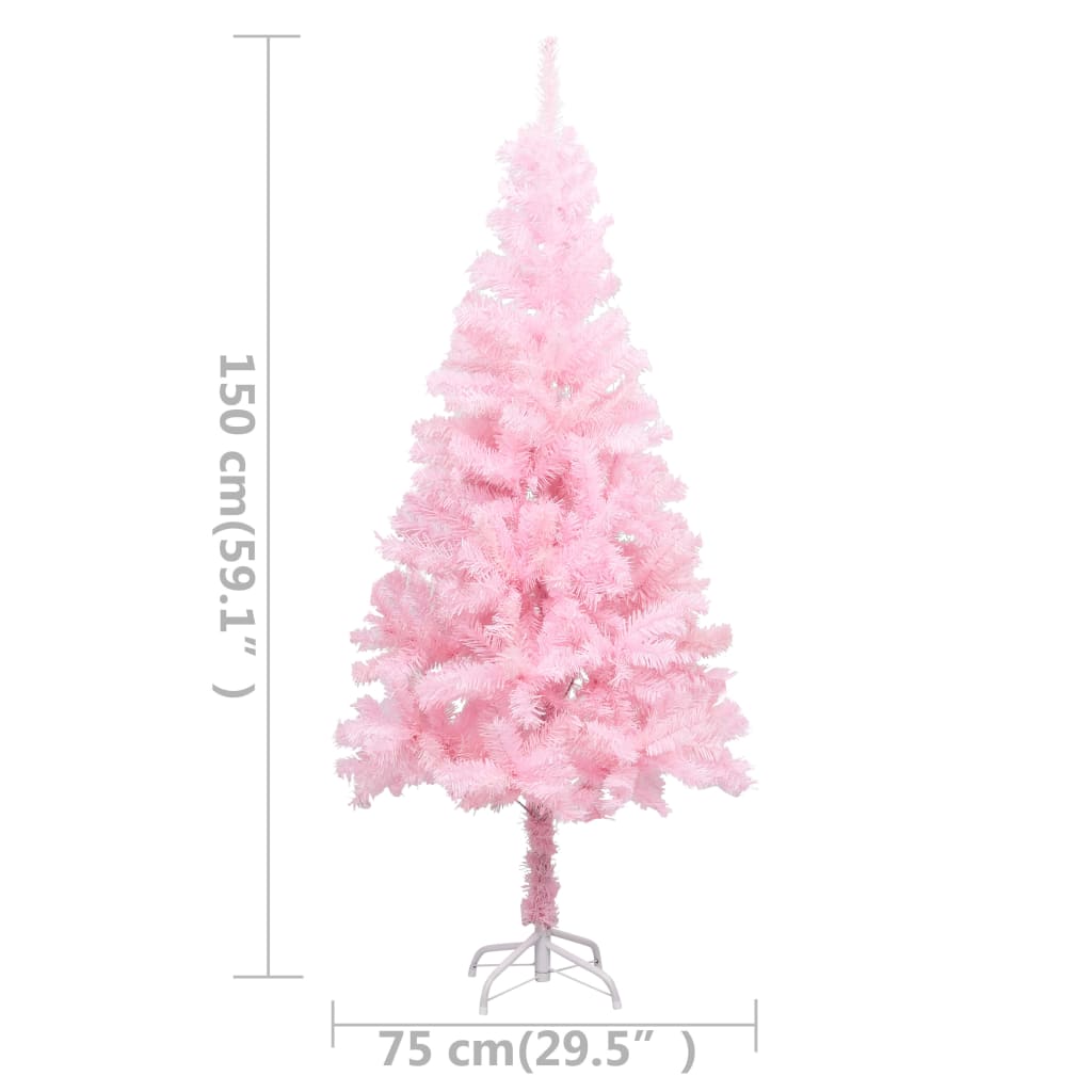 vidaXL Künstlicher Weihnachtsbaum mit Beleuchtung & Ständer Rosa 150cm