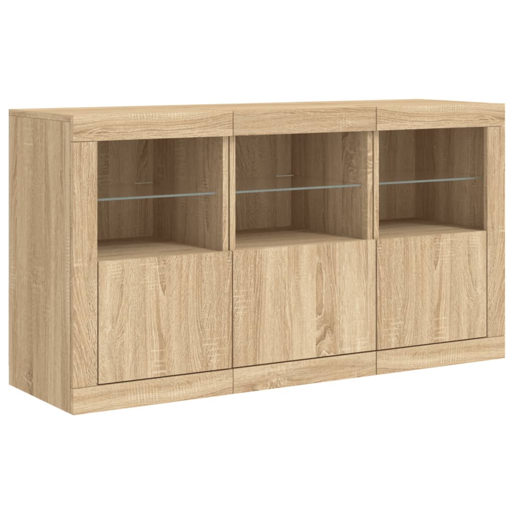 vidaXL Sideboard mit LED-Leuchten Sonoma-Eiche 123x37x67 cm