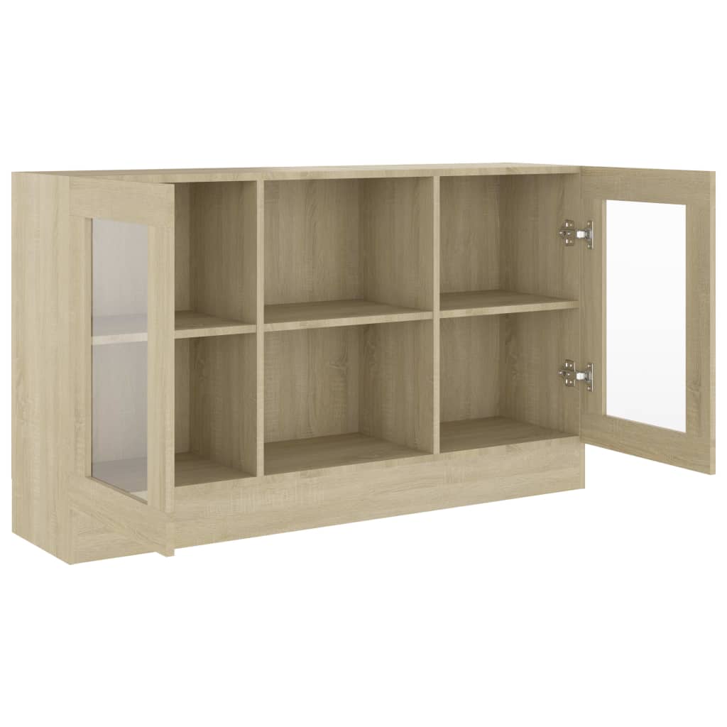 vidaXL Vitrinenschrank Sonoma-Eiche 120x30,5x70 cm Holzwerkstoff