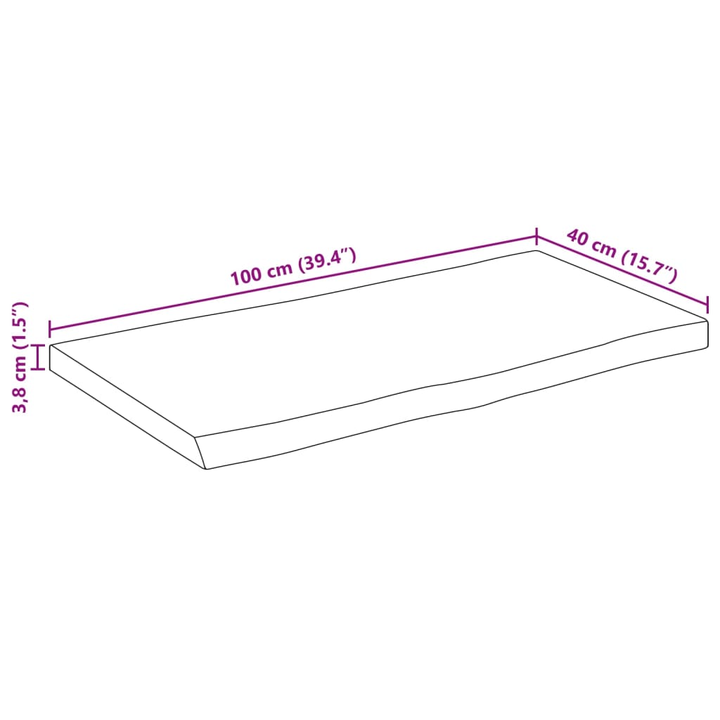 vidaXL Tischplatte mit Baumkante 100x40x3,8 cm Massivholz Mango