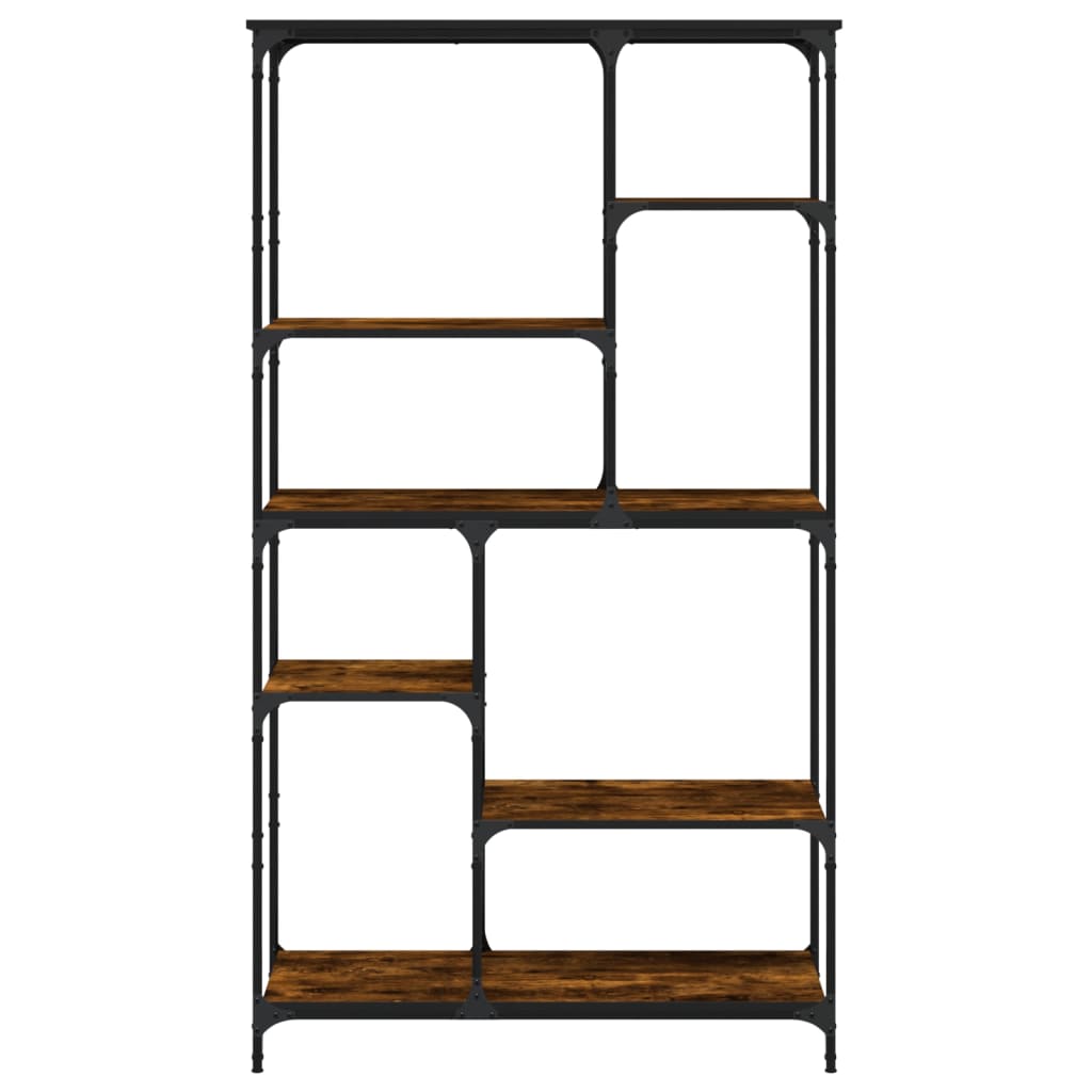 vidaXL Bücherregal Räuchereiche 99x35,5x176 cm Holzwerkstoff und Stahl