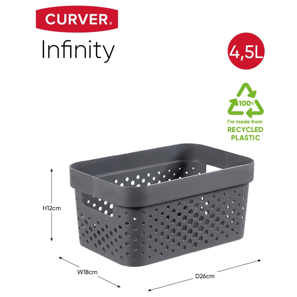 Curver Infinity Aufbewahrungsboxen 4 Stk. mit Deckel 4,5+11L Anthrazit