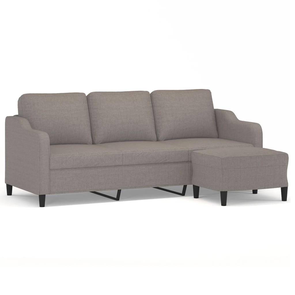 vidaXL 3-Sitzer-Sofa mit Hocker Taupe 180 cm Stoff