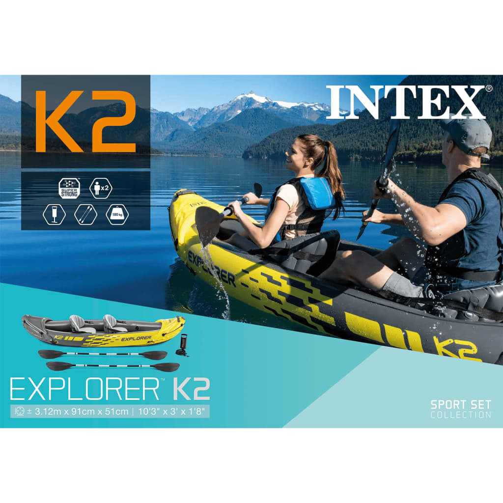 Intex Aufblasbares Kajak Explorer K2 312x91x51 cm 68307NP