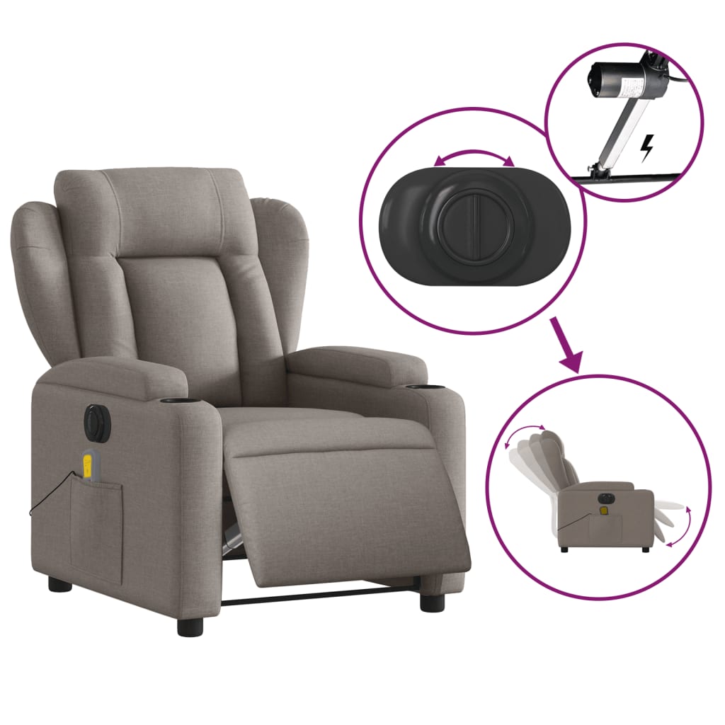 vidaXL Massagesessel Elektrisch Taupe Stoff