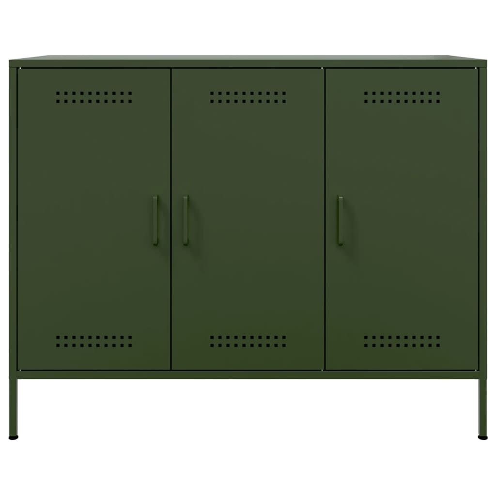 vidaXL Sideboard Olivgrün 100,5x39x79 cm Stahl