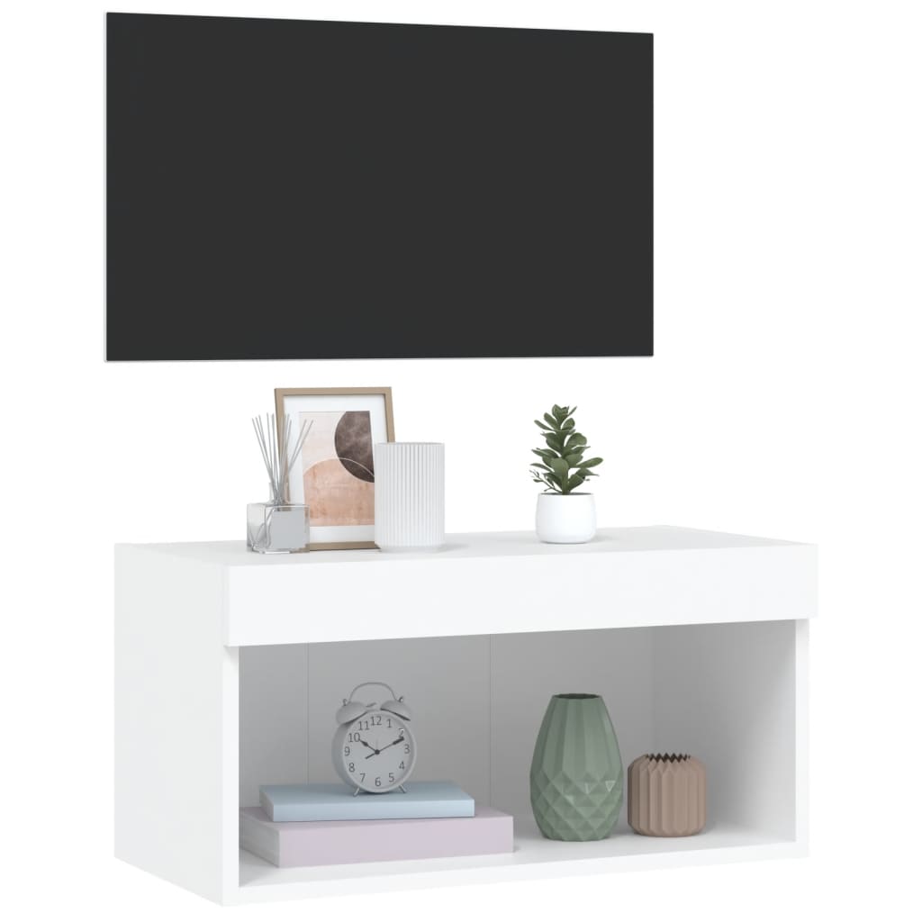 vidaXL TV-Schrank mit LED-Leuchten Weiß 60x30x30 cm