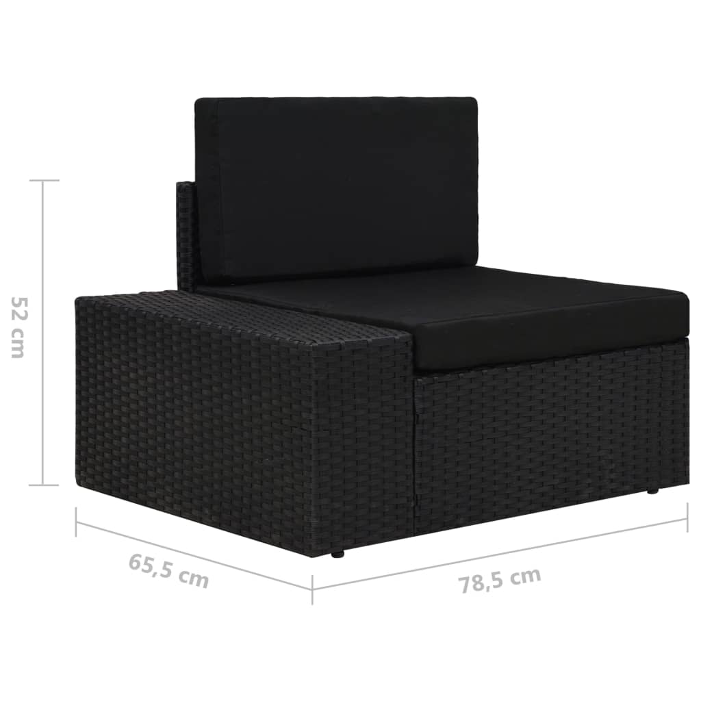 vidaXL Modulares 2-Sitzer-Sofa Poly Rattan Schwarz