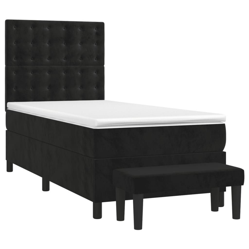 vidaXL Boxspringbett mit Matratze Schwarz 90x190 cm Samt