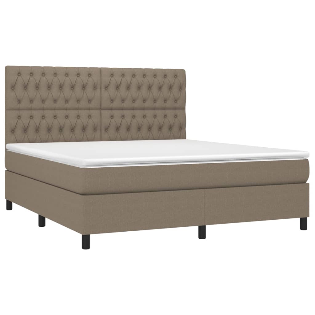 vidaXL Boxspringbett mit Matratze & LED Taupe 180x200 cm Stoff