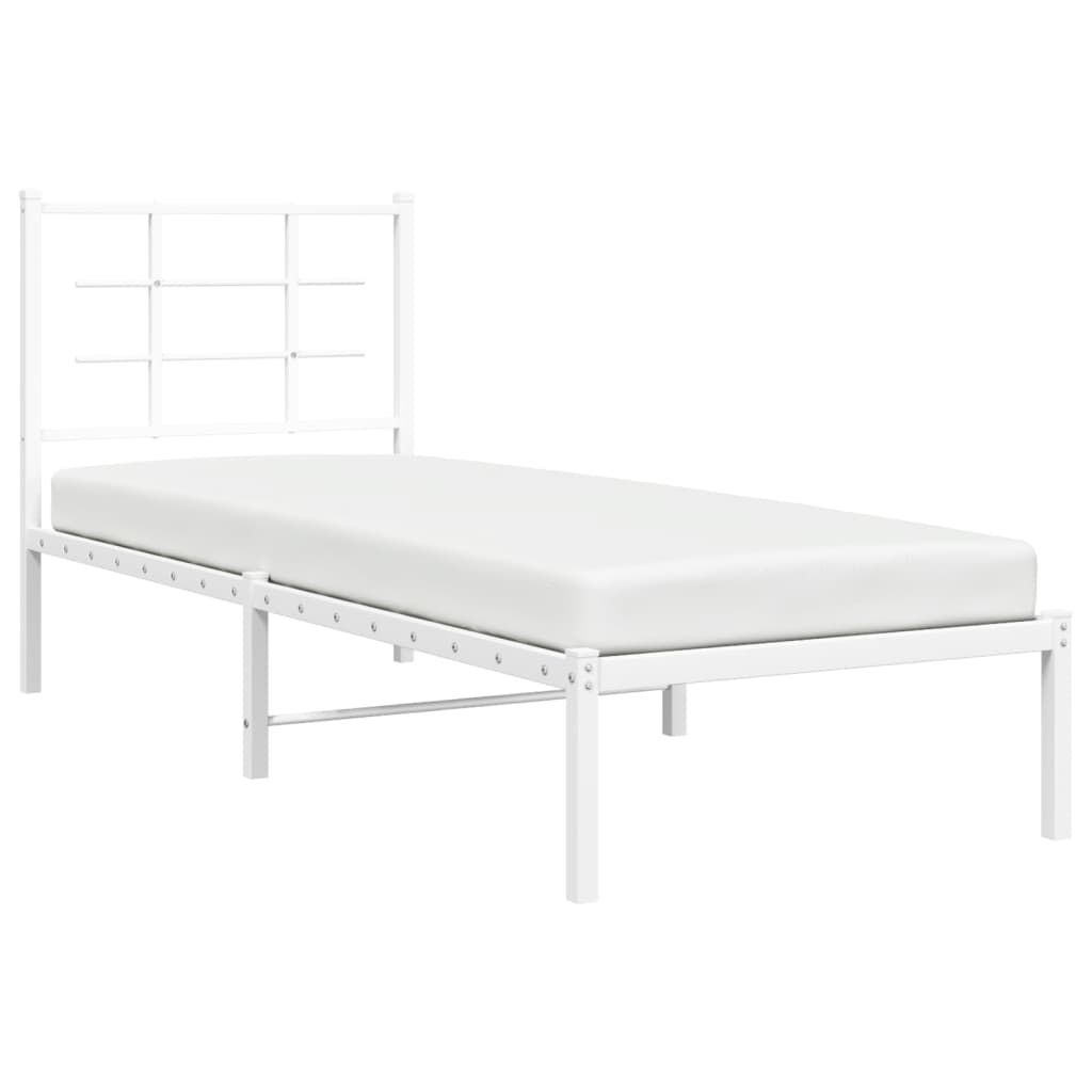 vidaXL Metallbett ohne Matratze mit Kopfteil Weiß 75x190 cm