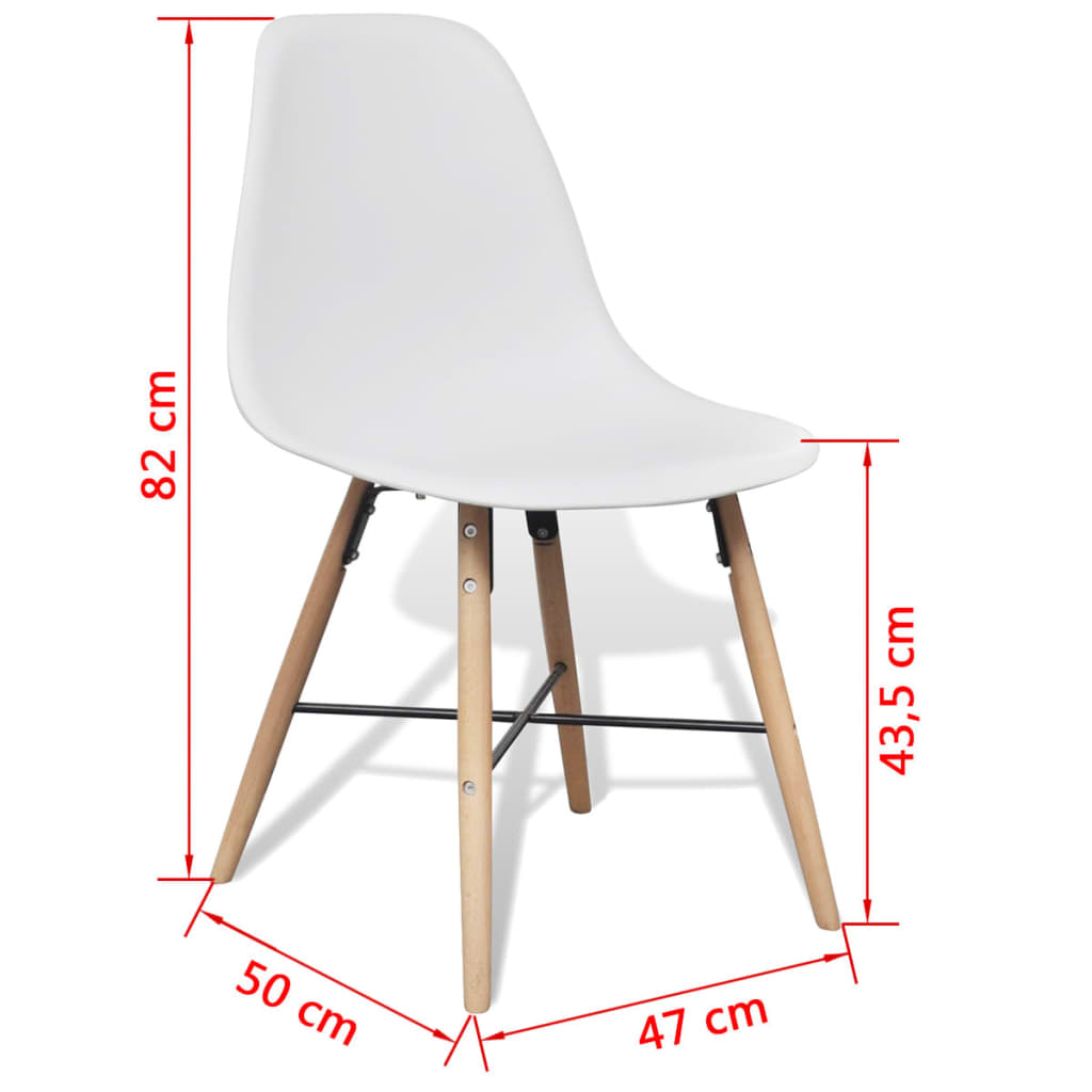 Esszimmergarnitur: Esszimmerstuhl ohne Armlehne (2 Stück) + Tisch Weiß
