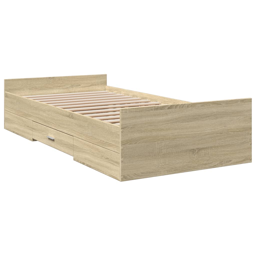 vidaXL Bettgestell mit Schubladen Sonoma-Eiche 100x200cm Holzwerkstoff