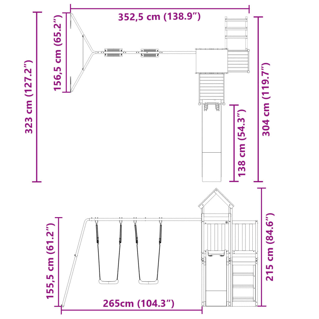 vidaXL Spielturm Imprägniertes Kiefernholz