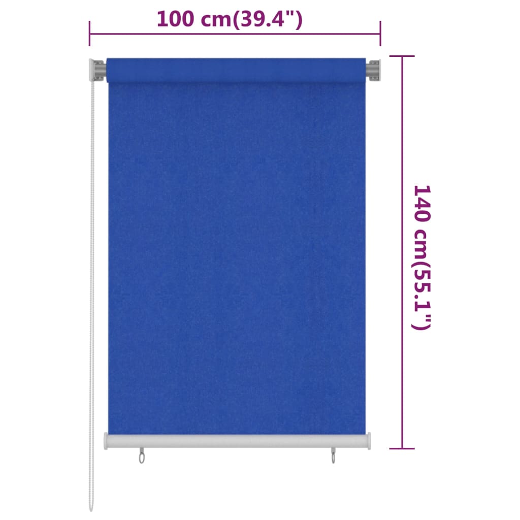 vidaXL Außenrollo 100x140 cm Blau HDPE