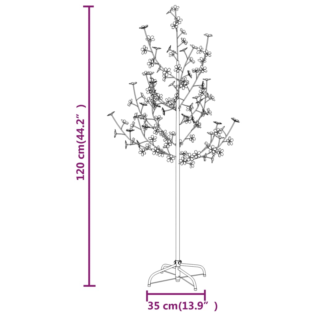 vidaXL LED-Baum Kirschblüte Warmweiß 84 LEDs 120 cm