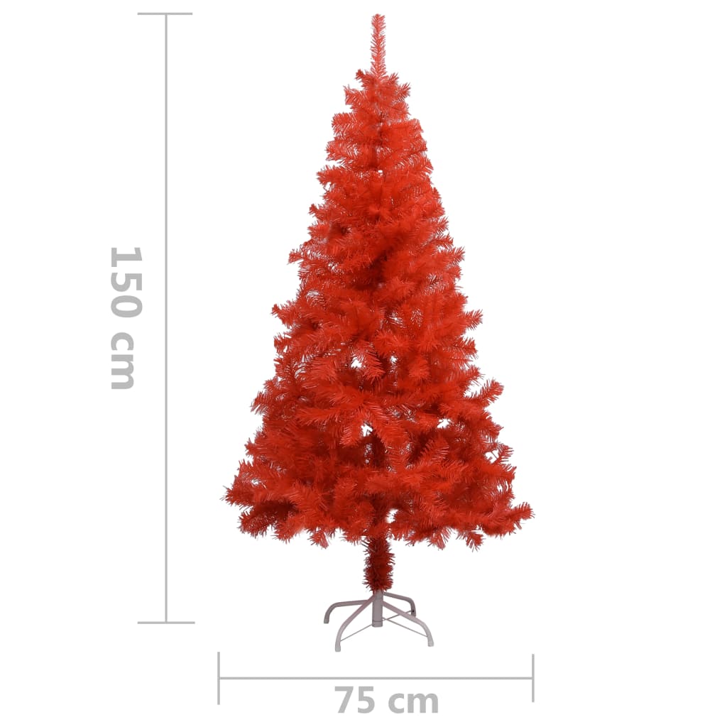 vidaXL Künstlicher Weihnachtsbaum Beleuchtung & Kugeln Rot 150 cm