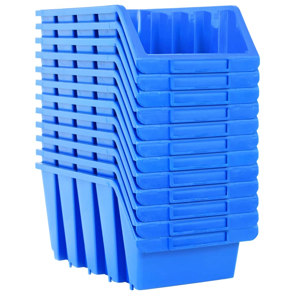 vidaXL Stapelboxen 14 Stk. Blau Kunststoff