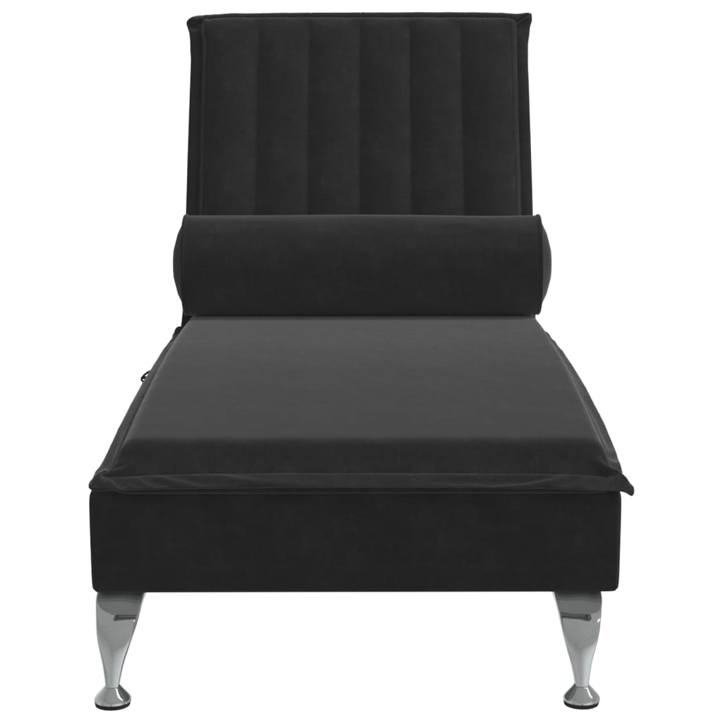 vidaXL Massage-Chaiselongue mit Nackenrolle Schwarz Samt