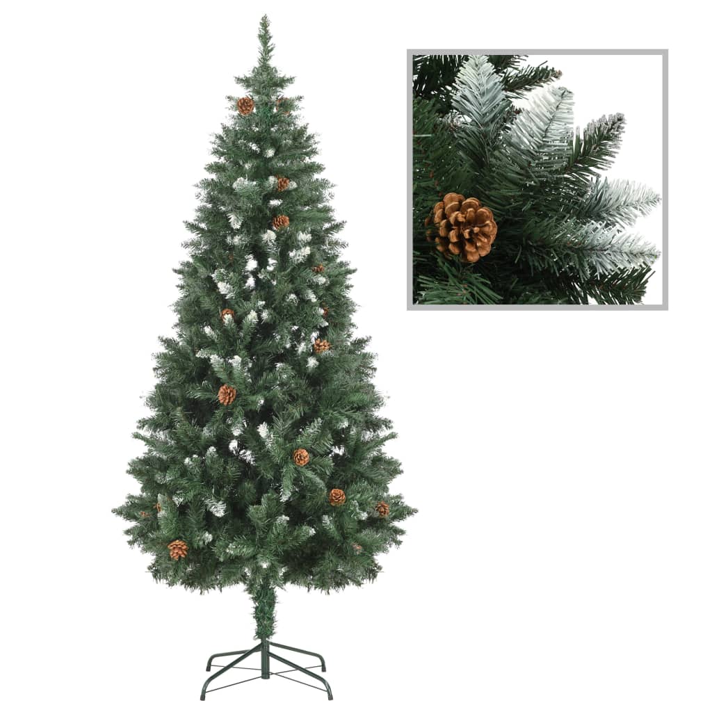 vidaXL Weihnachtsbaum Gefrostet mit Beleuchtung & Zapfen 180 cm
