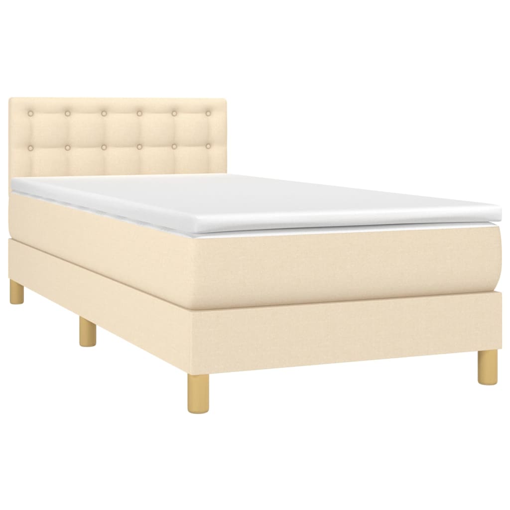 vidaXL Boxspringbett mit Matratze Creme 90x200 cm Stoff