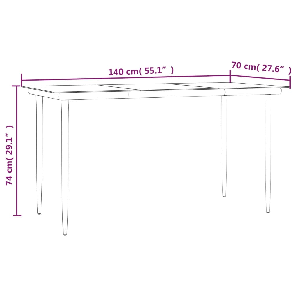 vidaXL 7-tlg. Garten-Essgruppe mit Kissen Poly Rattan und Stahl