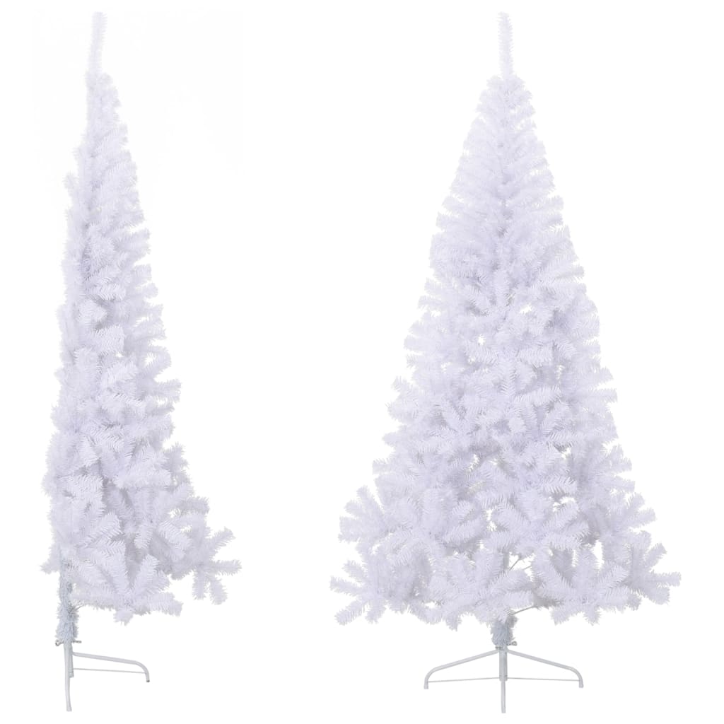 vidaXL Künstlicher Halb-Weihnachtsbaum mit Ständer Weiß 210 cm PVC