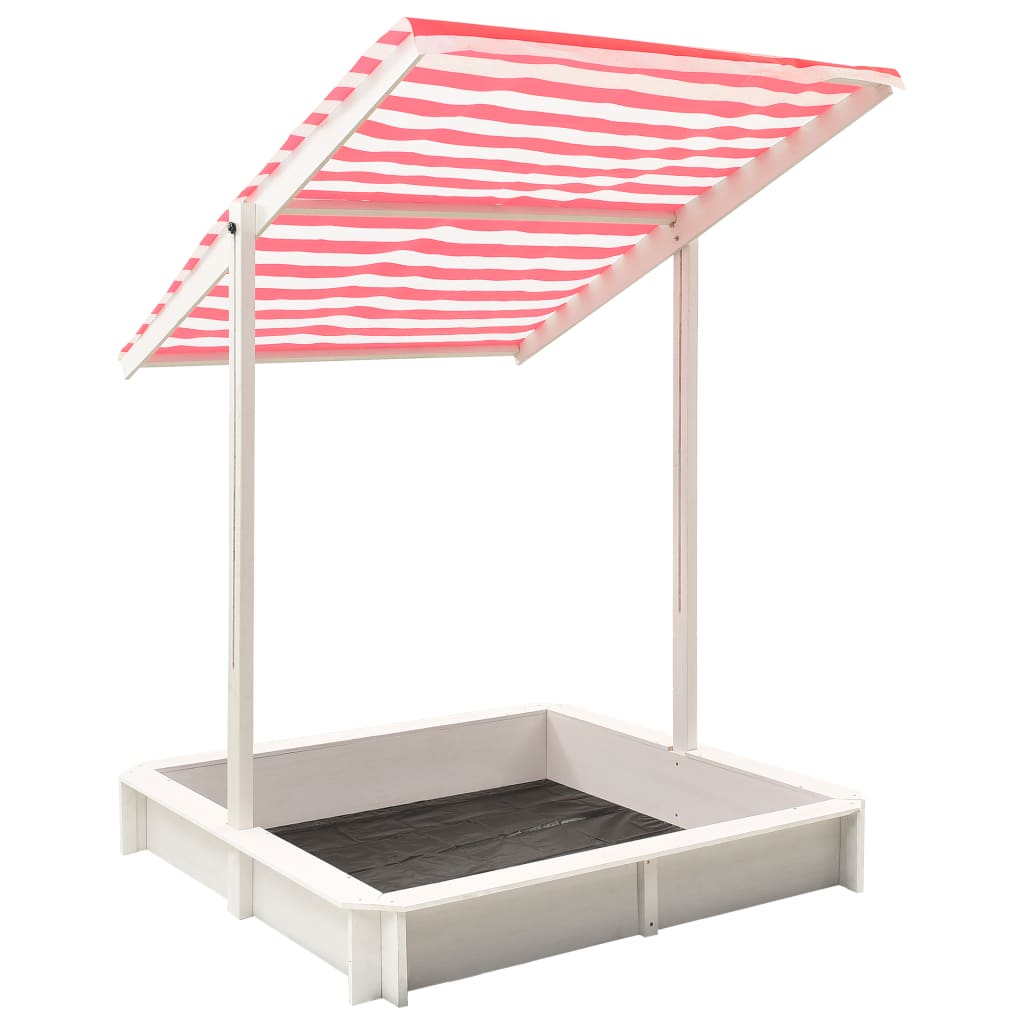 vidaXL Sandkasten mit Verstellbarem Dach Tannenholz Weiß und Rot UV50