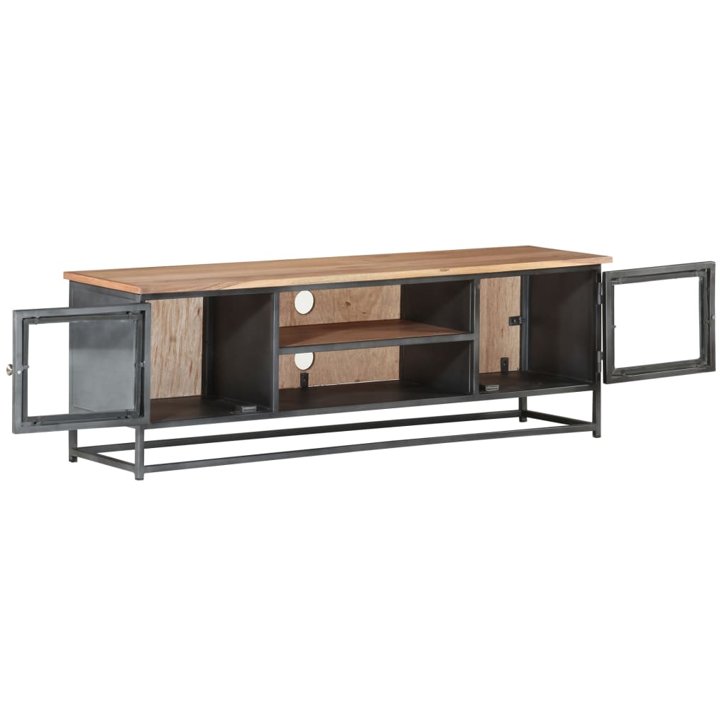 vidaXL TV-Schrank Grau 120x30x40 cm Massivholz Akazie und Stahl