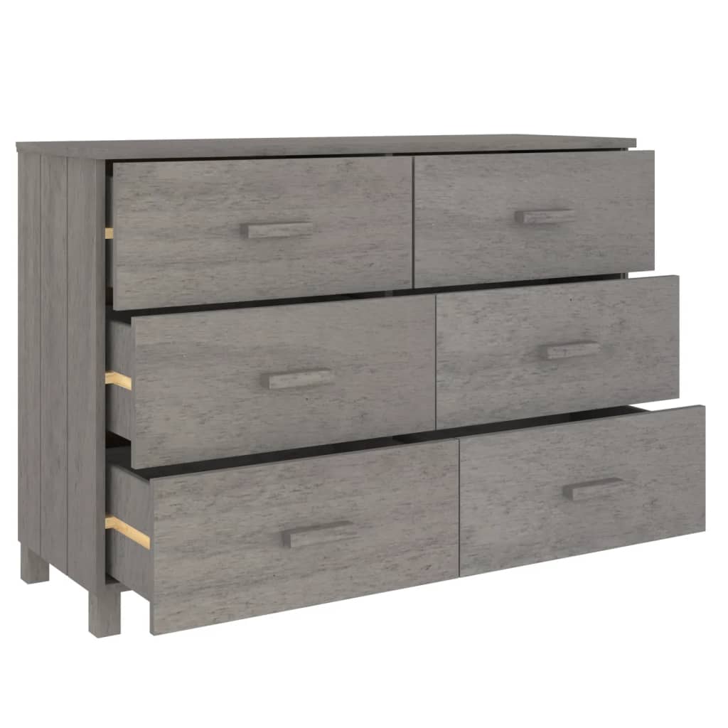 vidaXL Sideboard HAMAR Hellgrau 113x40x80 cm Massivholz Kiefer