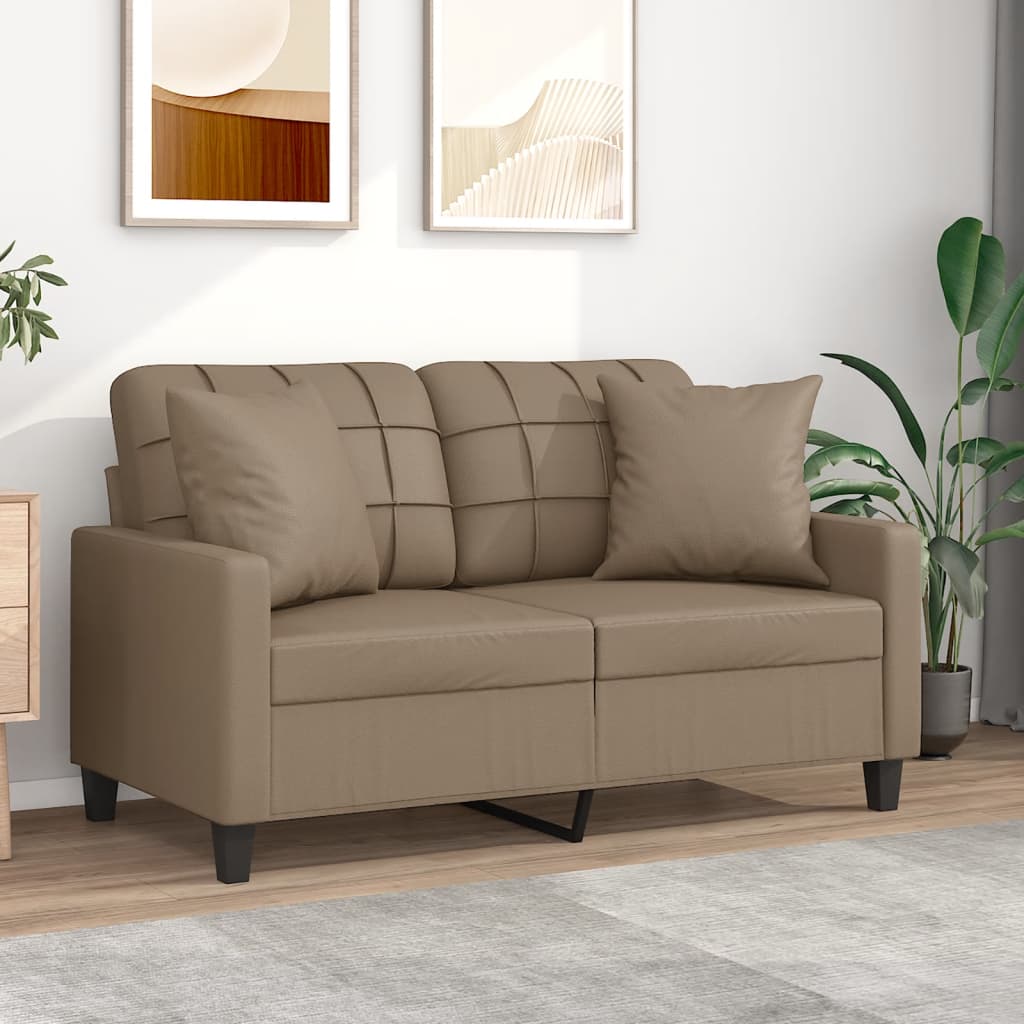 vidaXL 2-Sitzer-Sofa mit Zierkissen Cappuccino-Braun 120 cm Kunstleder