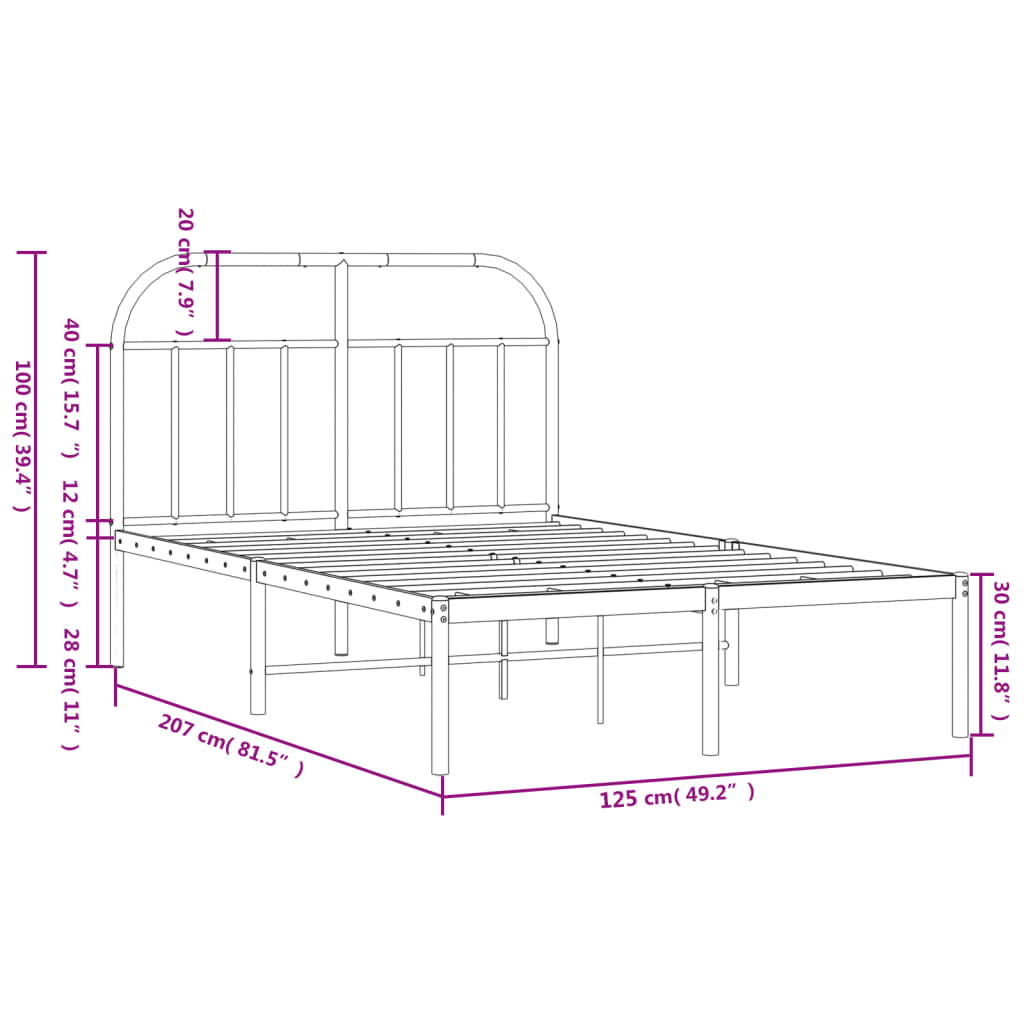 vidaXL Bettgestell mit Kopfteil Metall Weiß 120x200 cm