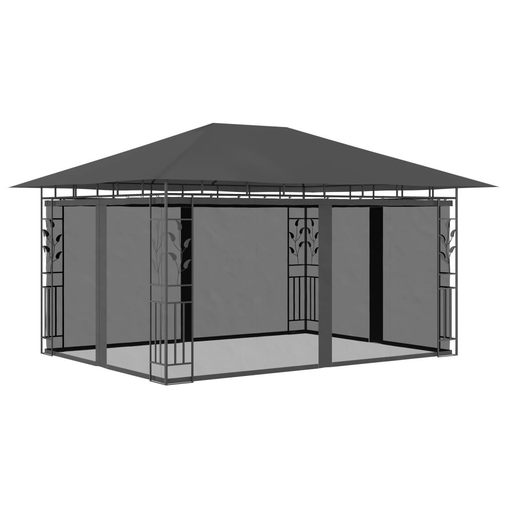 vidaXL Pavillon mit Moskitonetz 4x3x2,73 m Anthrazit 180 g/m²