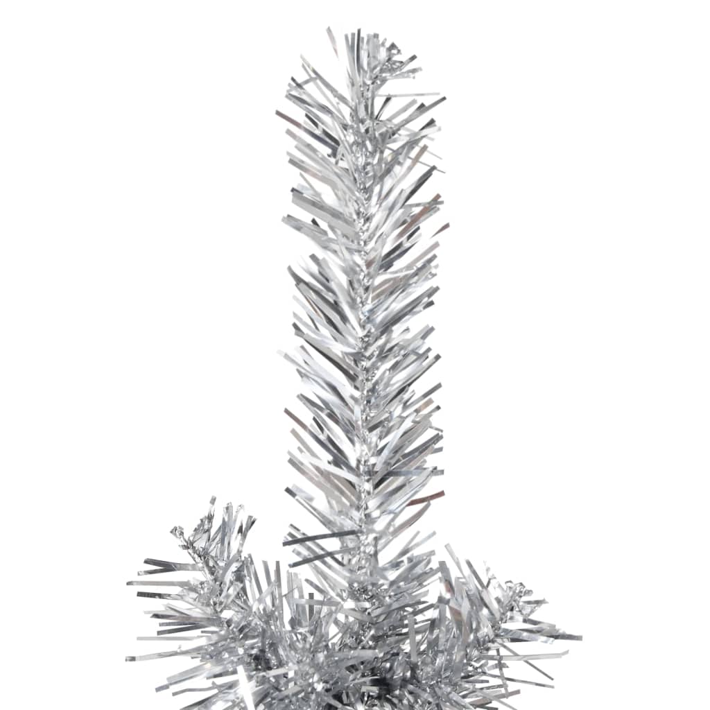 vidaXL Künstlicher Halb-Weihnachtsbaum Ständer Schlank Silbern 150 cm