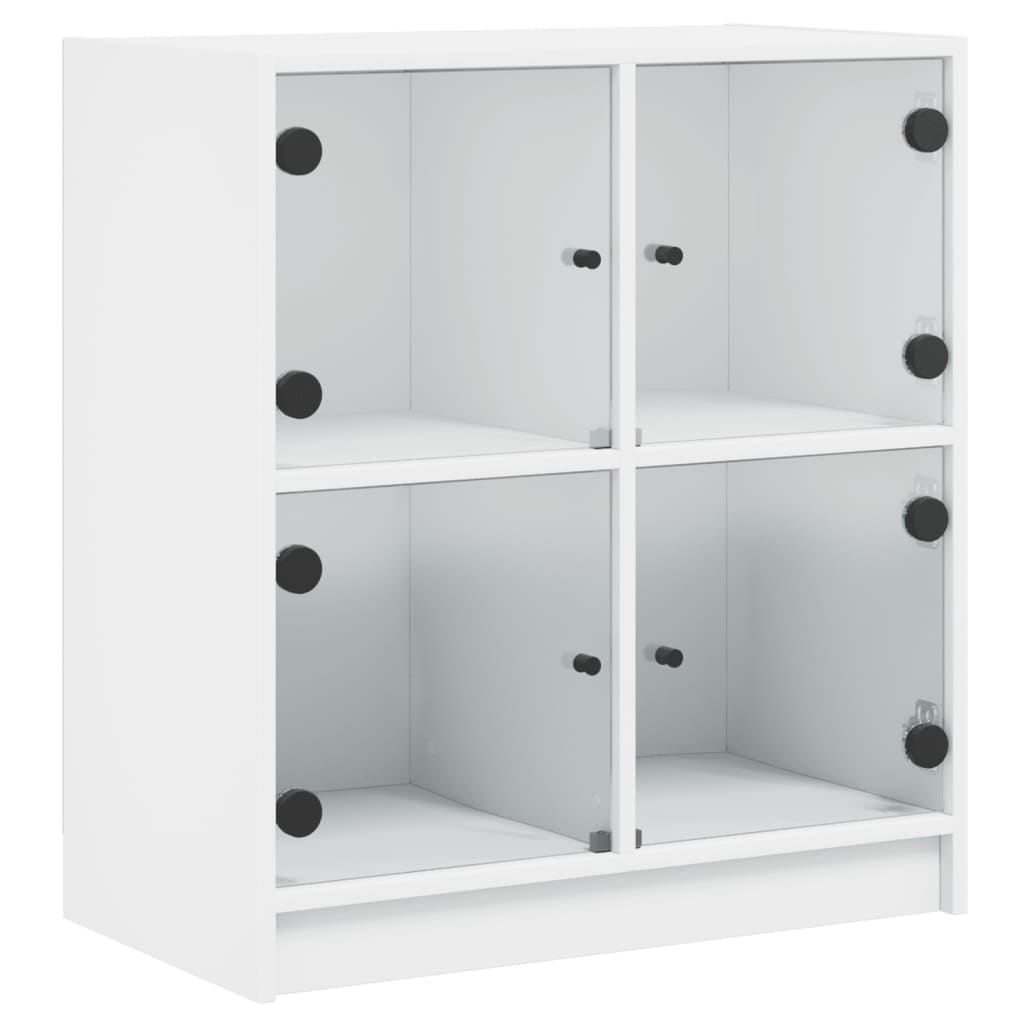 vidaXL Beistellschrank mit Glastüren Weiß 68x37x75,5 cm