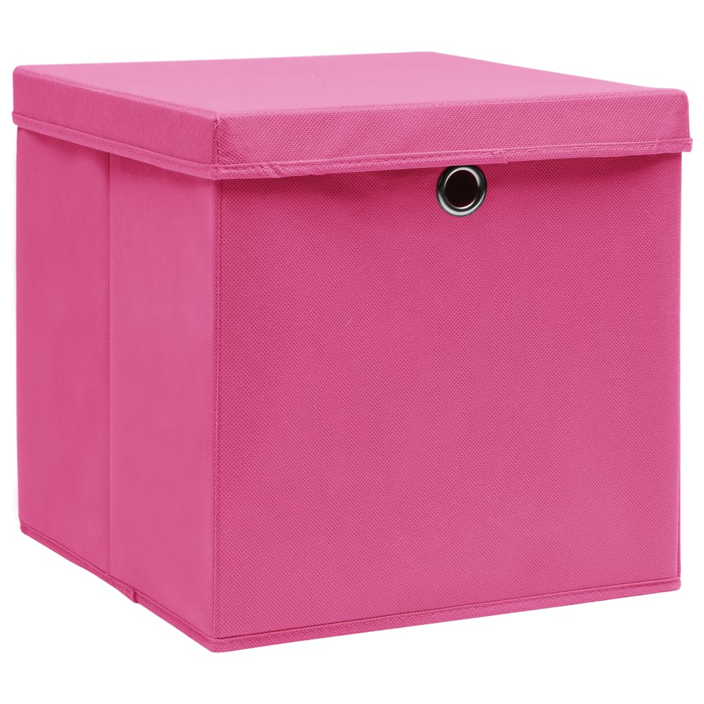 vidaXL Aufbewahrungsboxen mit Deckeln 4 Stk. 28x28x28 cm Rosa