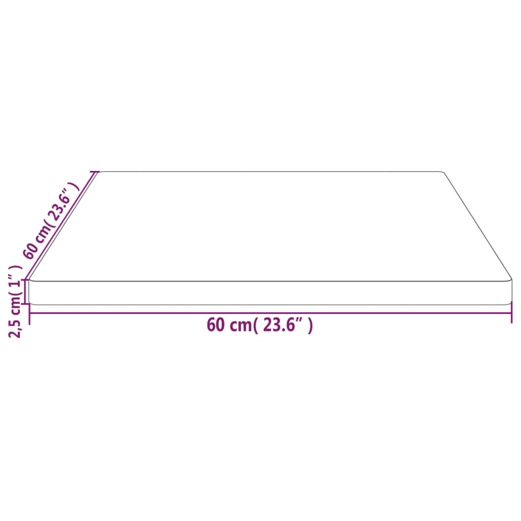 vidaXL Tischplatte Weiß 60x60x2,5 cm Massivholz Kiefer Quadratisch