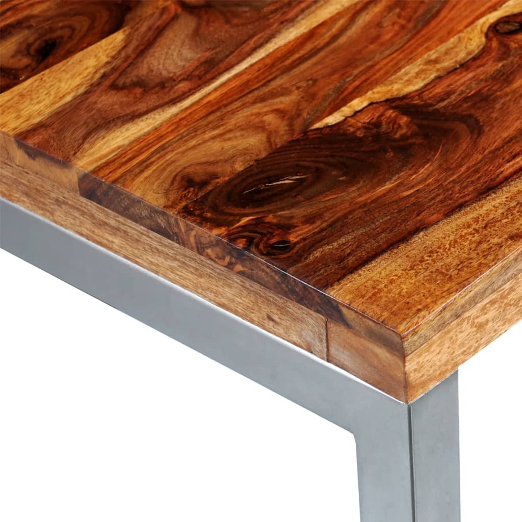 vidaXL Esstisch Schreibtisch Massivholz mit Stahlbeinen