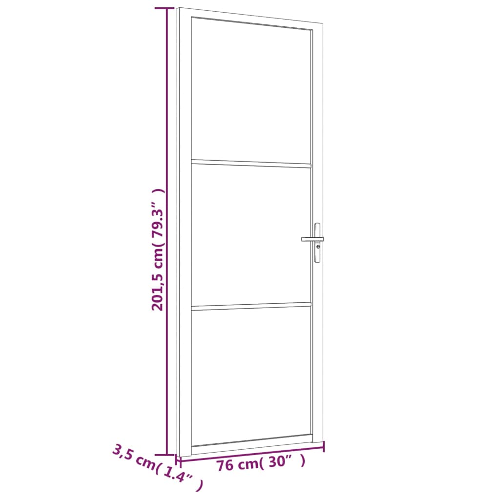 vidaXL Innentür 76x201,5 cm Weiß ESG-Glas und Aluminium