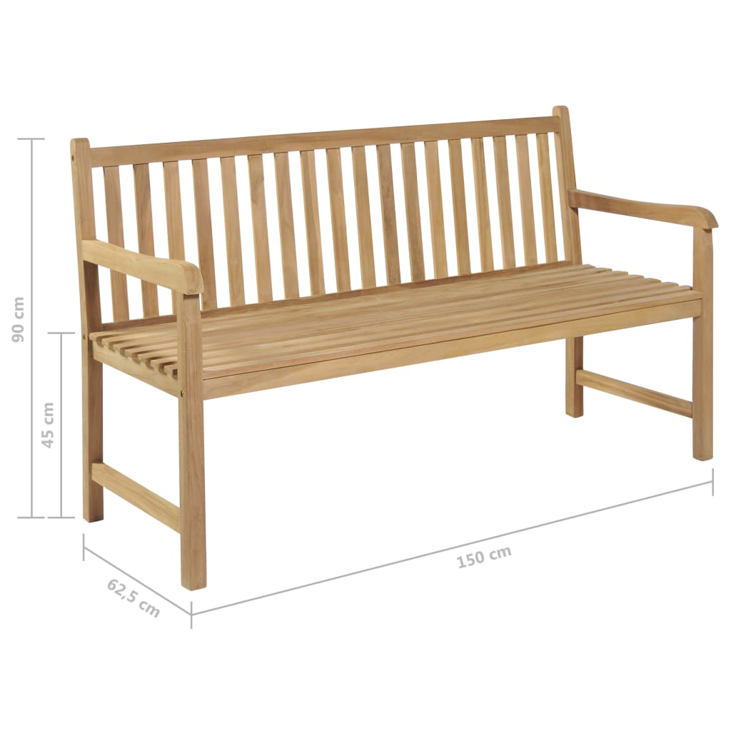 vidaXL Gartenbank mit Blauer Auflage 150 cm Massivholz Teak