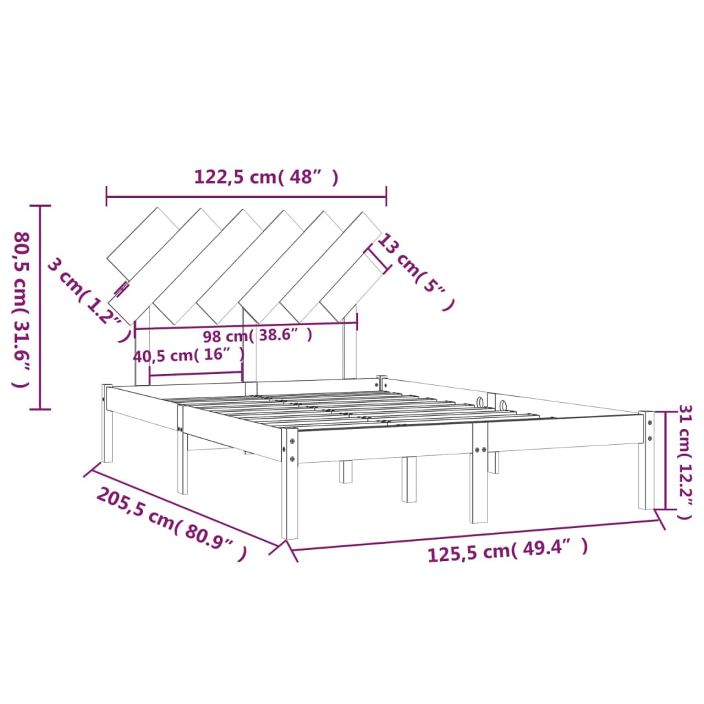 vidaXL Massivholzbett Weiß 120x200 cm