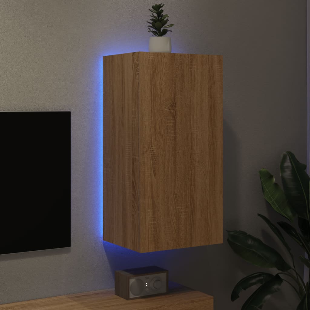 vidaXL TV-Wandschrank mit LED-Leuchten Sonoma-Eiche 40,5x35x80 cm