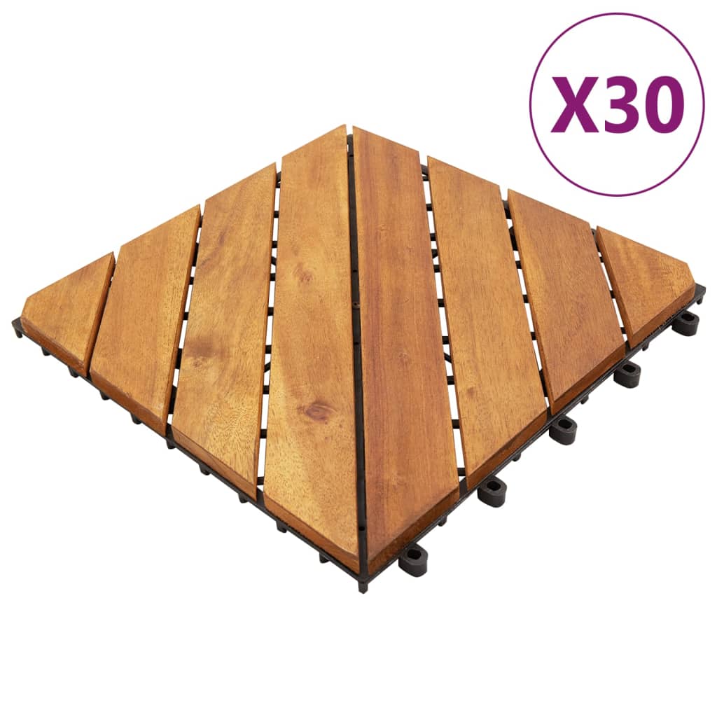 vidaXL Terrassenfliesen 30 Stk. Braun 30x30 cm Massivholz Akazie