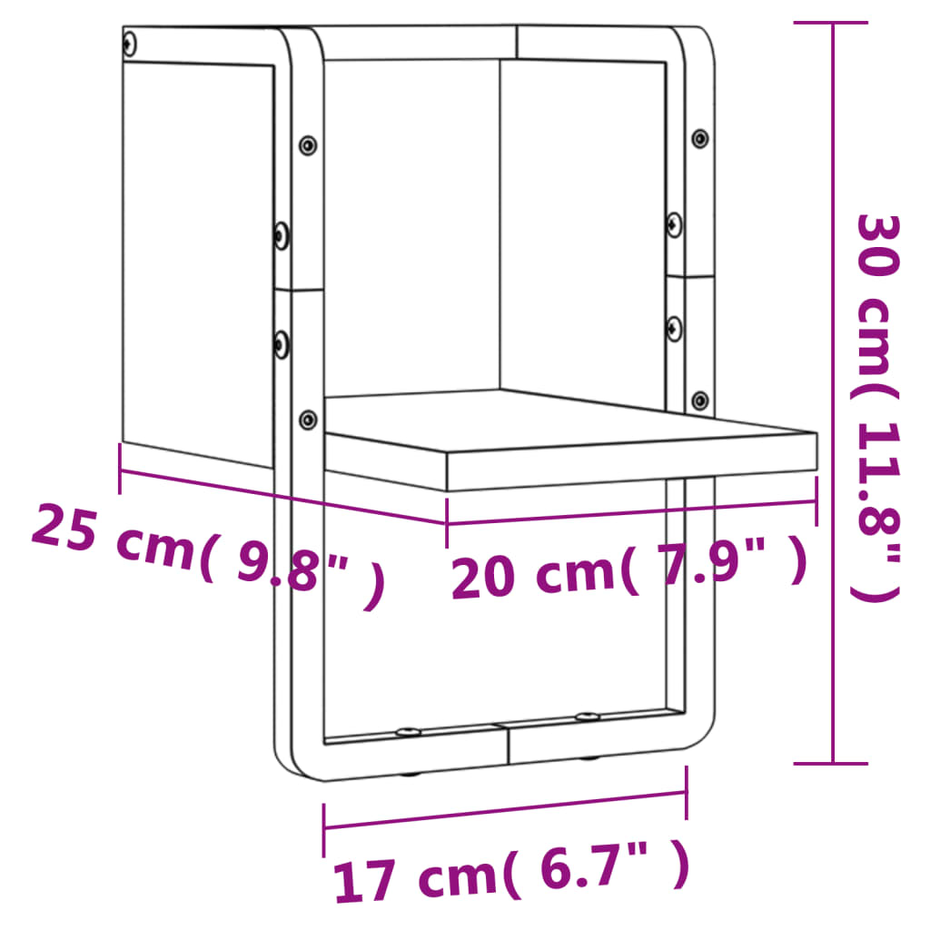 vidaXL Wandregal mit Stange Schwarz 20x25x30 cm